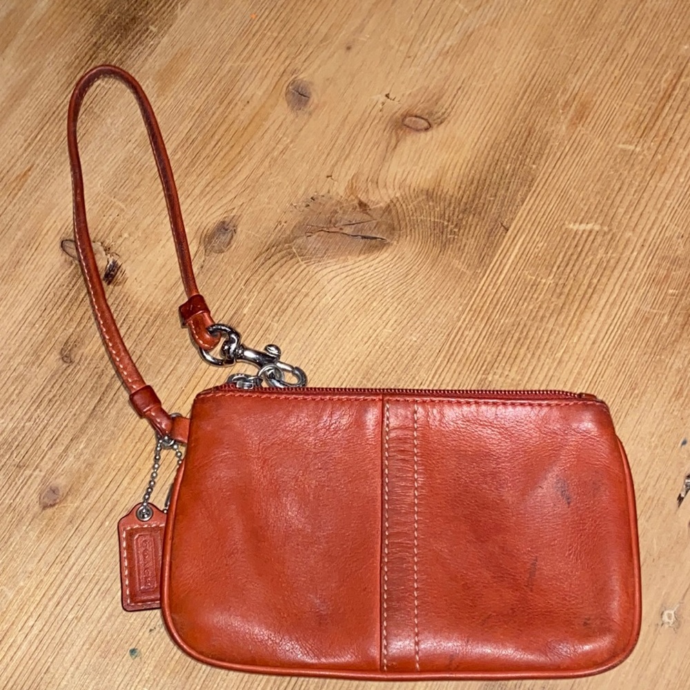 Coach mini wristlet leather